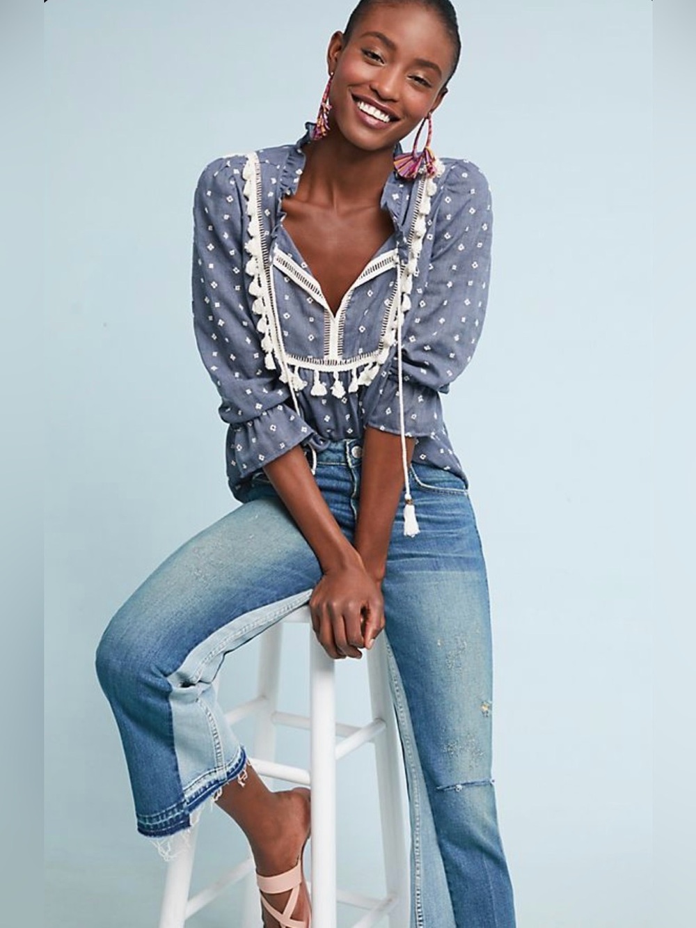 Maeve Anthropologie Sawyer Tassel Peasant Top - Picture 2 of 7